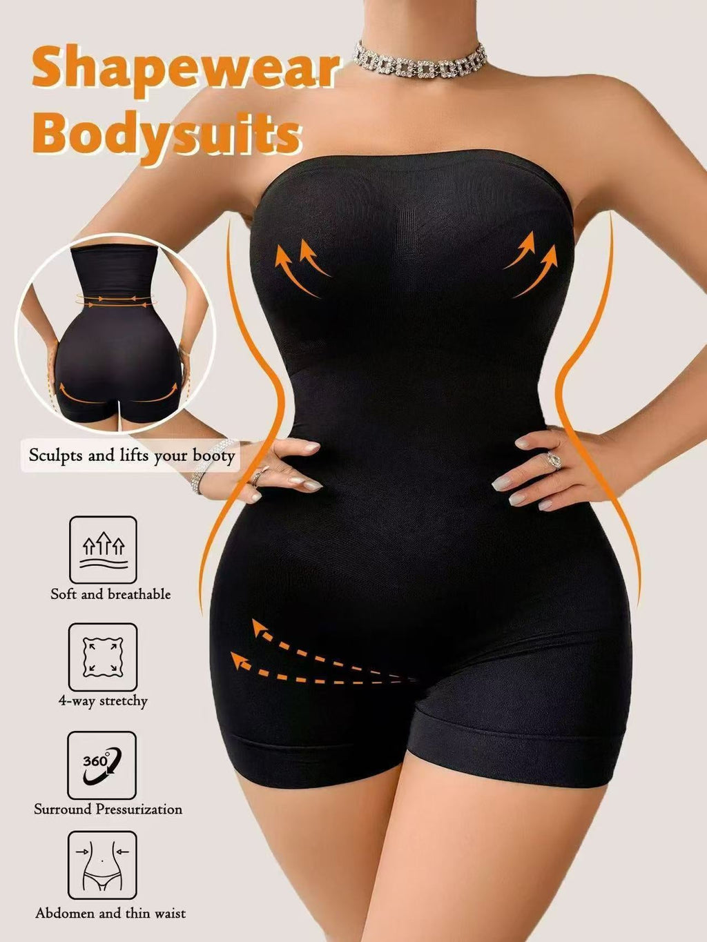 Strapless Shapewear Bodysuit - For Tummy Control & Butt Lifter Body Shaper