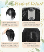 3D Hair Topper with Front Bangs - Covers White Hair and Visible Frontline - 2 Clips