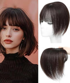 3D Hair Topper with Front Bangs - Covers White Hair and Visible Frontline - 2 Clips