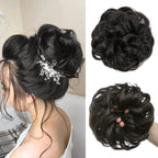 Front Bangs + Hair Bun (Pack of 2) - Fringe Hair Bangs for Forehead & Hair Bun for Messy Hairstyle