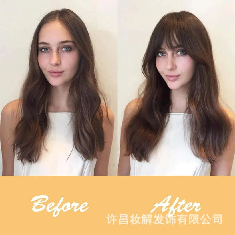 Front Bangs + Hair Bun (Pack of 2) - Fringe Hair Bangs for Forehead & Hair Bun for Messy Hairstyle